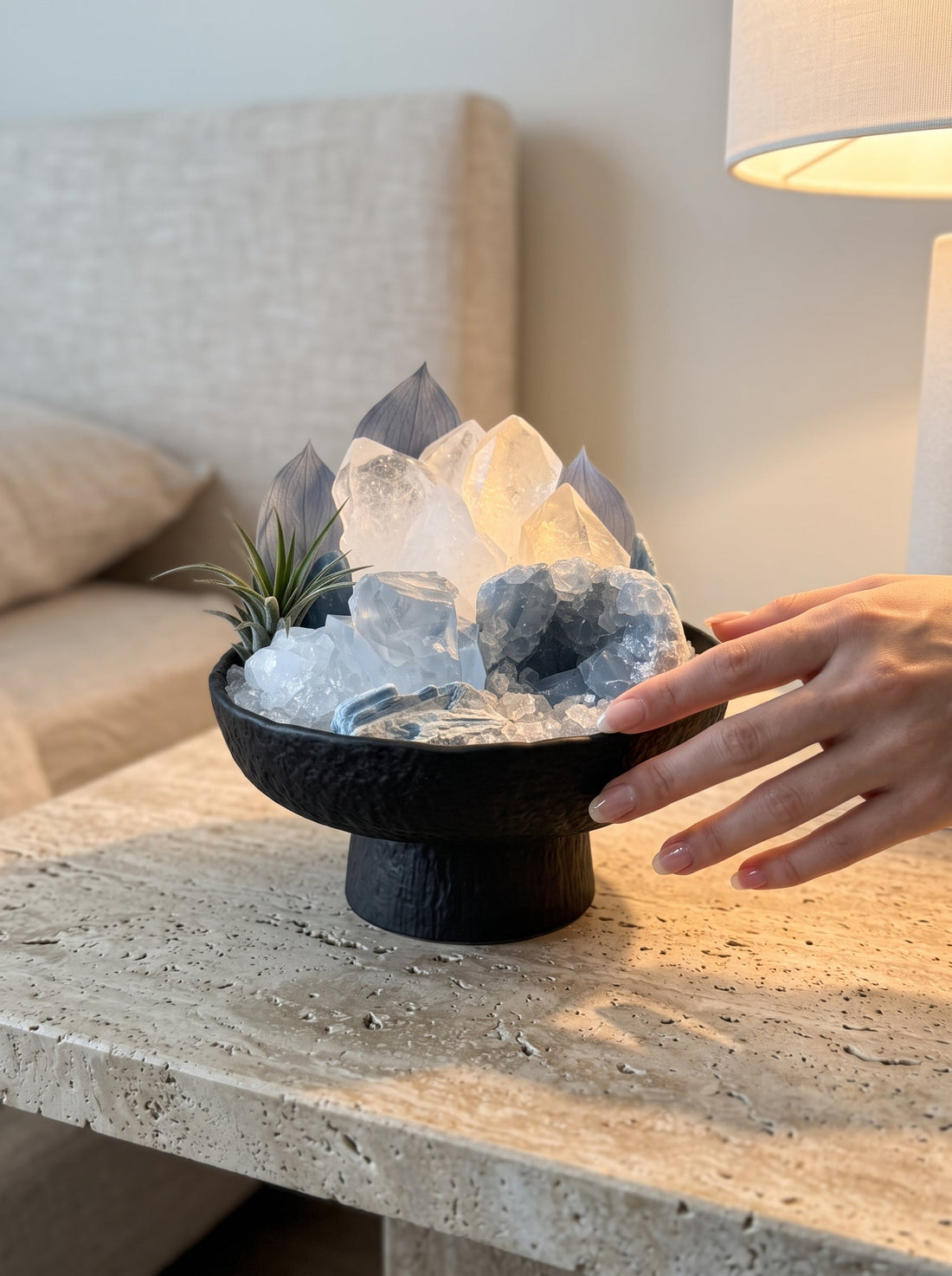 Black Tourmaline & Celestite Oasis: Protection Meets Peace