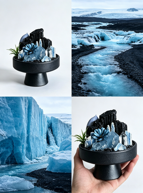 Black Tourmaline & Blue Kyanite Crystal Oasis