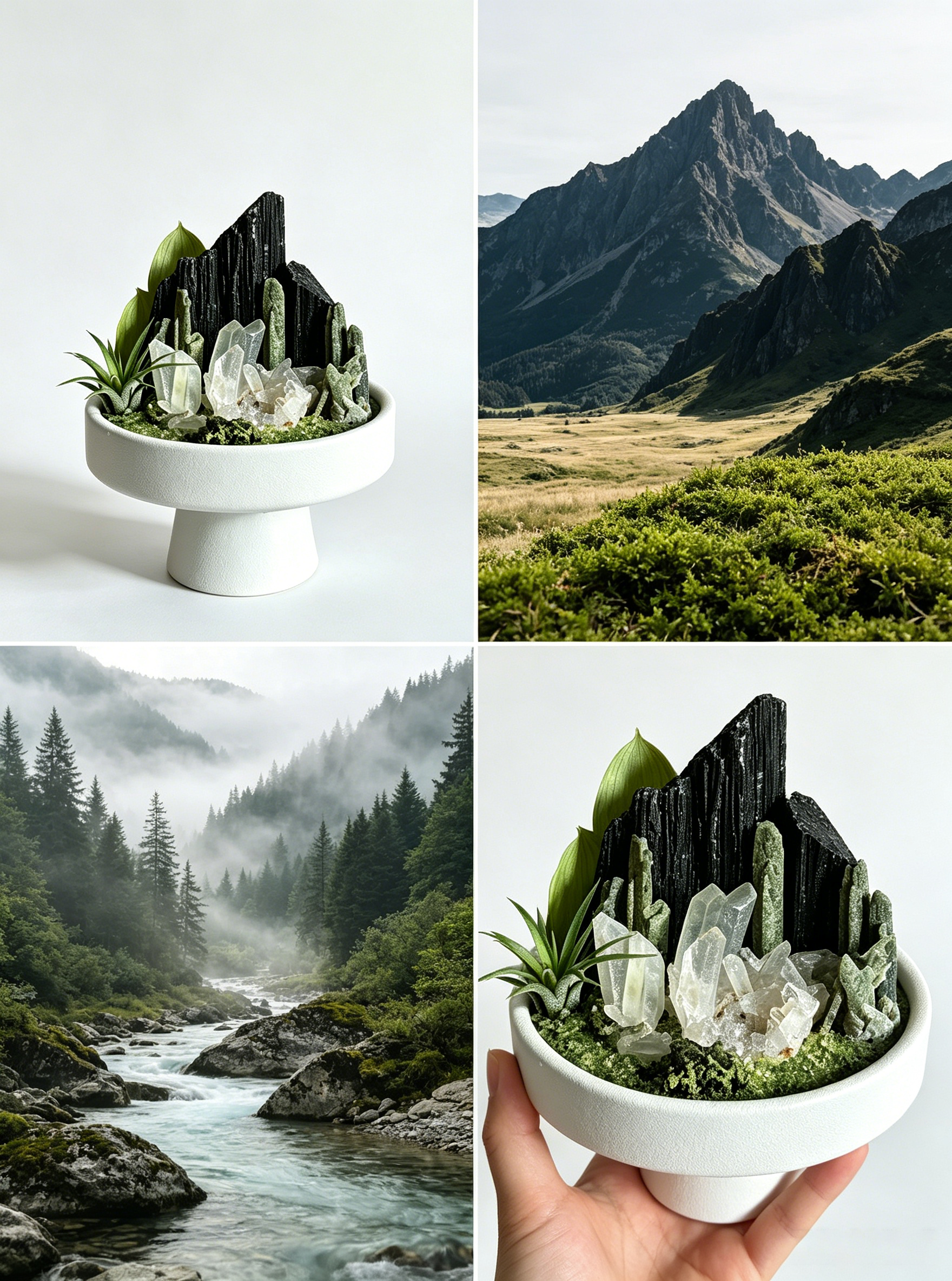Black Tourmaline & Clear Quartz Crystal Citadel
