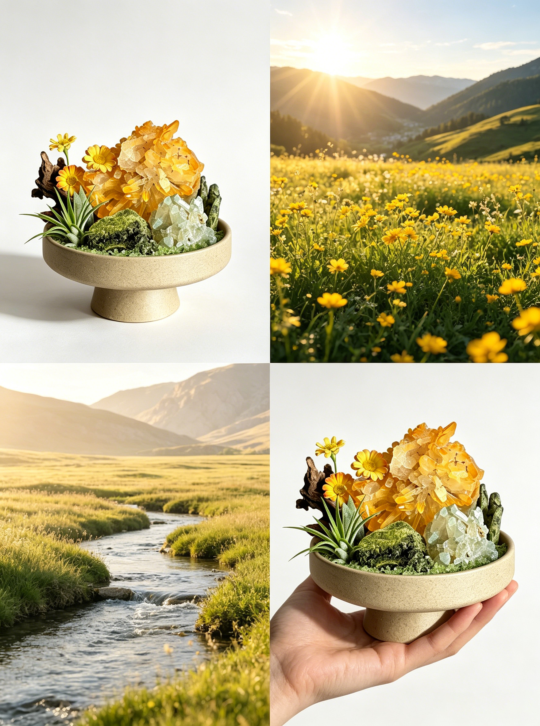 Golden Cluster & Green Phantom Crystal Oasis