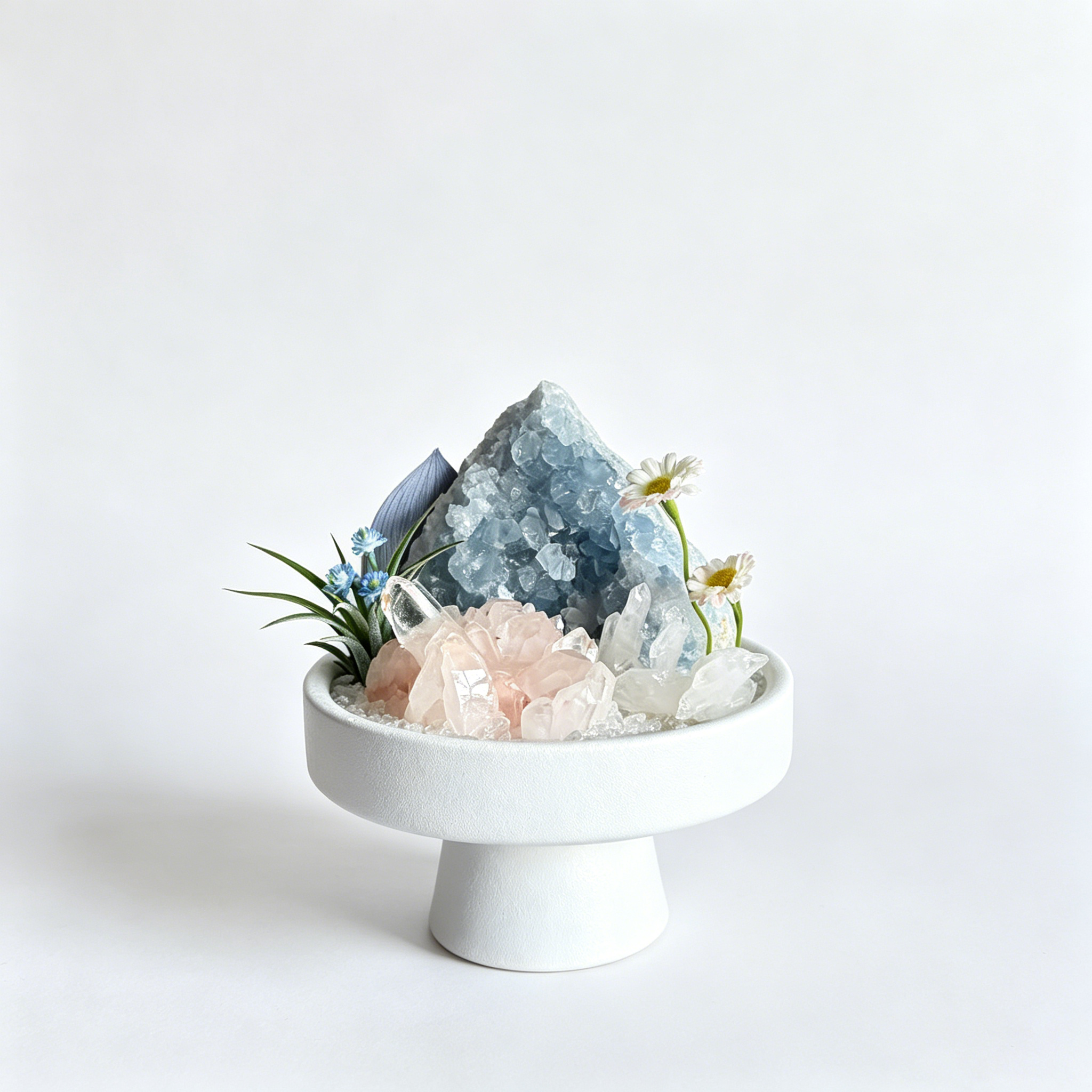 Celestite & Rose Quartz Sculpture