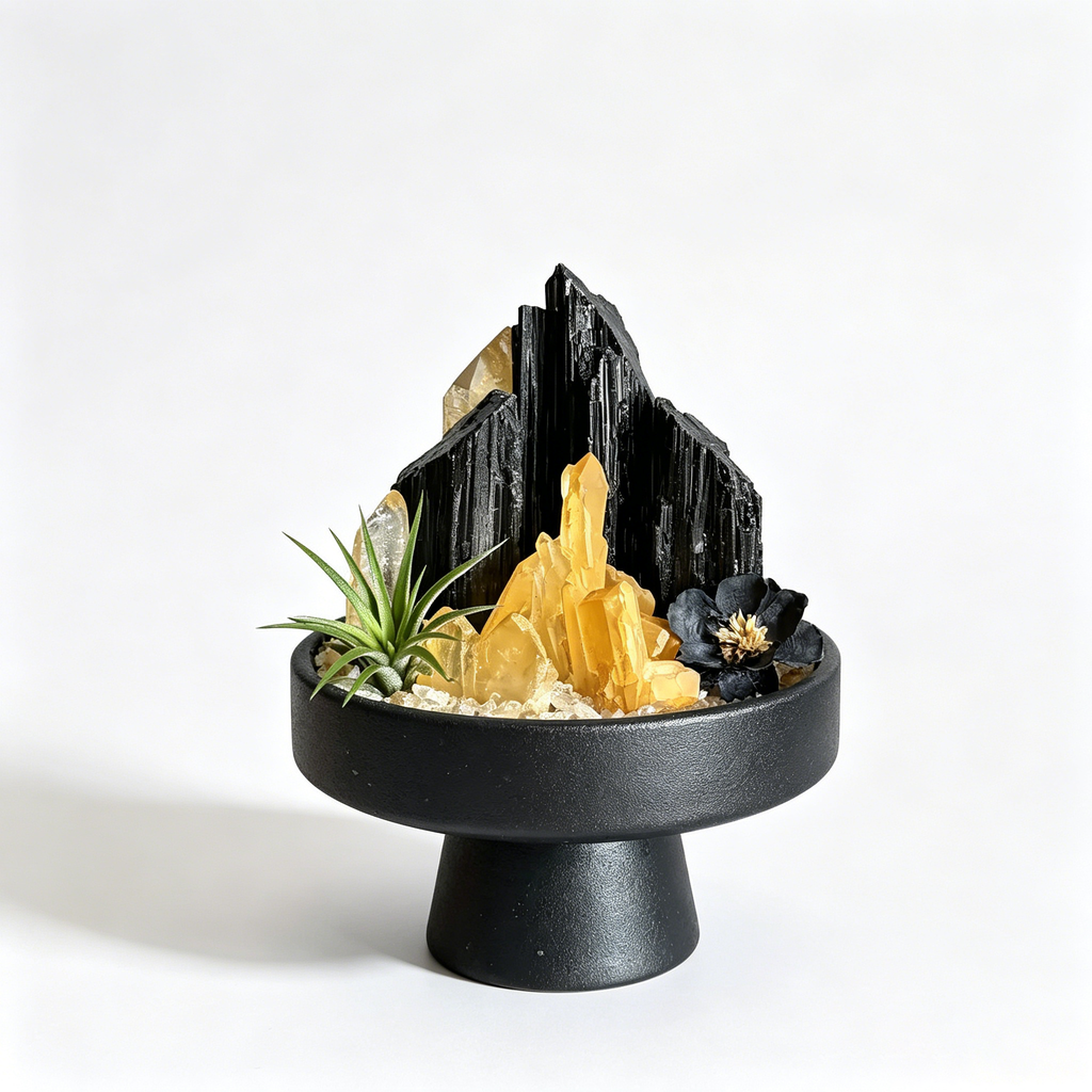 Black Tourmaline & Blue Kyanite Crystal Oasis