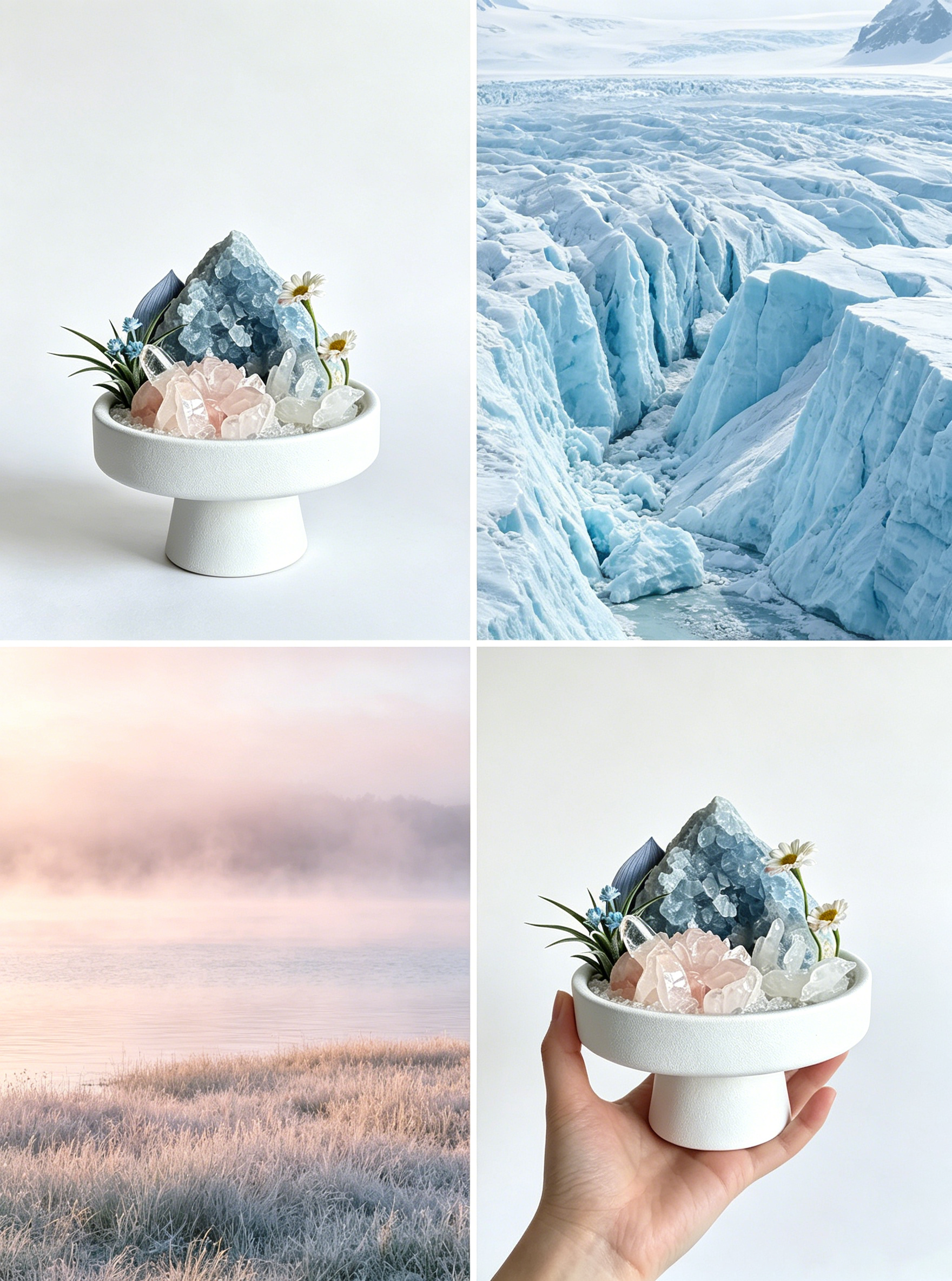 Celestite & Rose Quartz Sculpture
