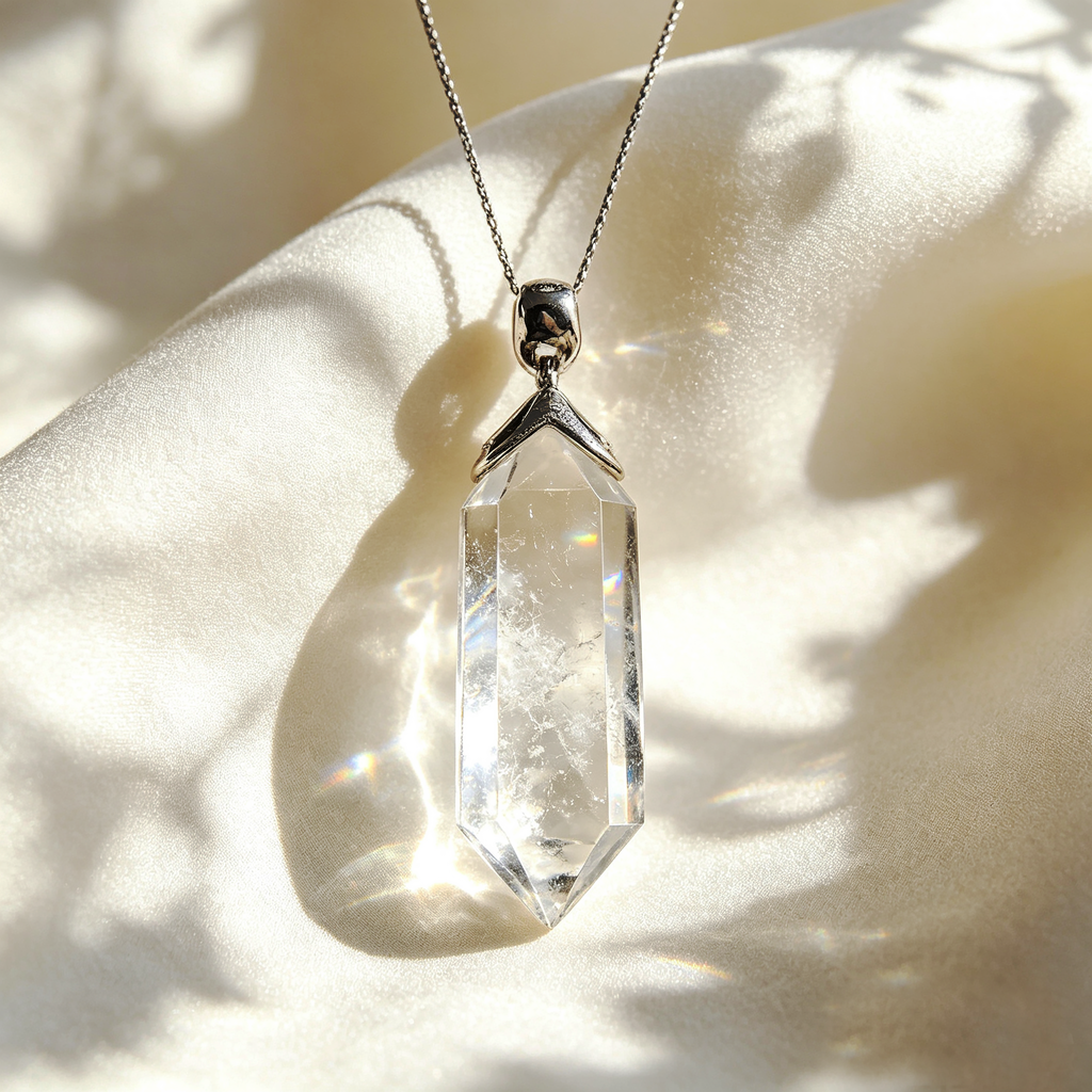 Clear Quartz Crystal Point Necklace