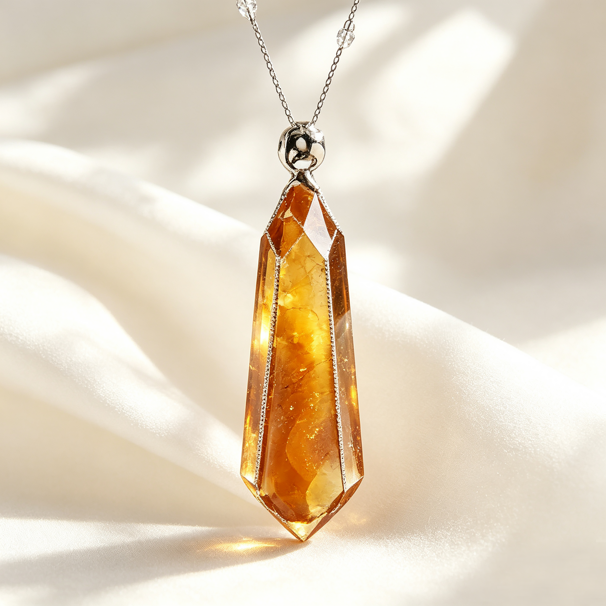 Citrine Teardrop Pendant Necklace