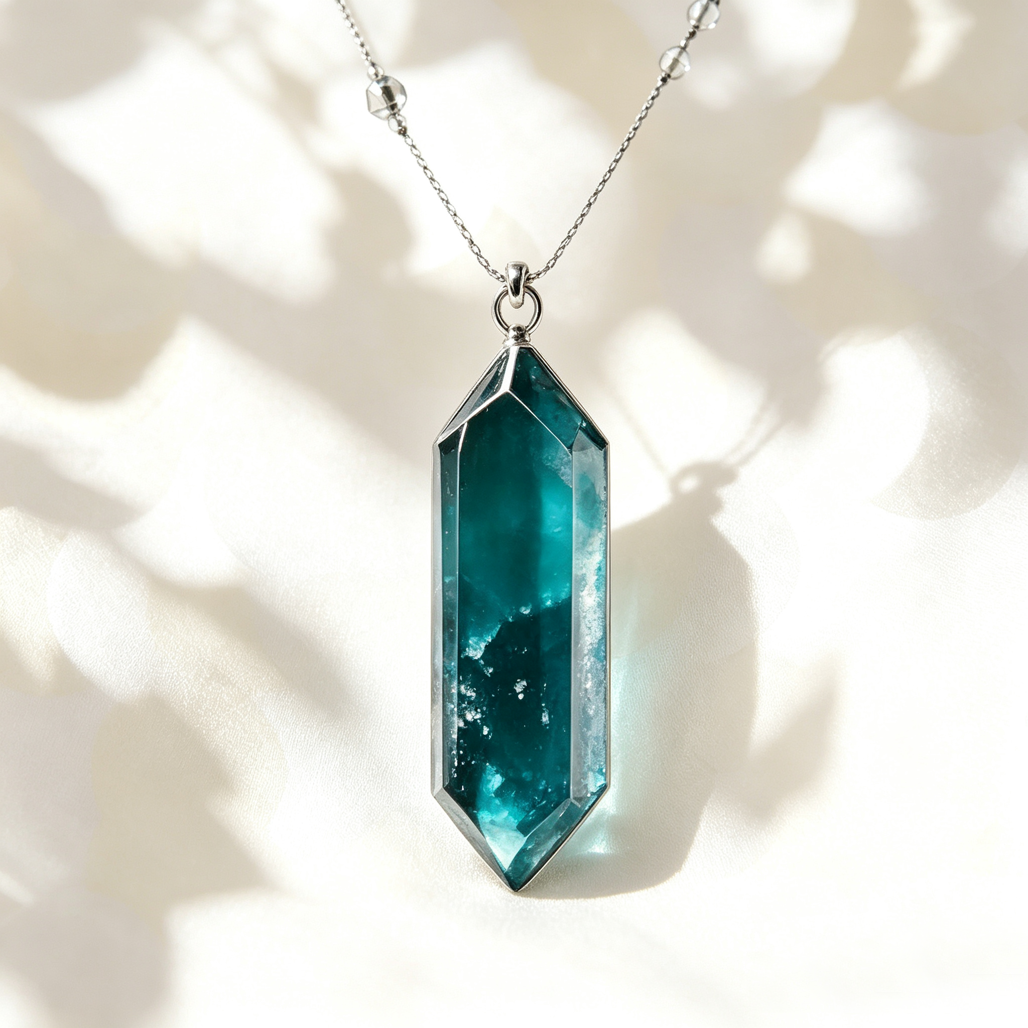 Teal Crystal Point Necklace