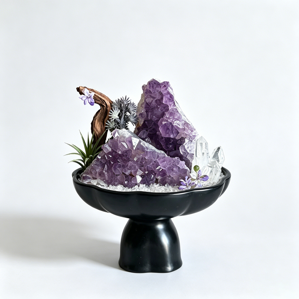 Twin Amethyst Peaks & Quartz Tranquility Aura