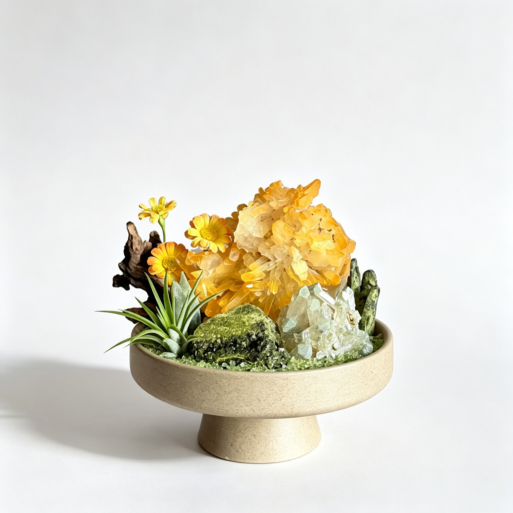 Golden Cluster & Green Phantom Crystal Oasis