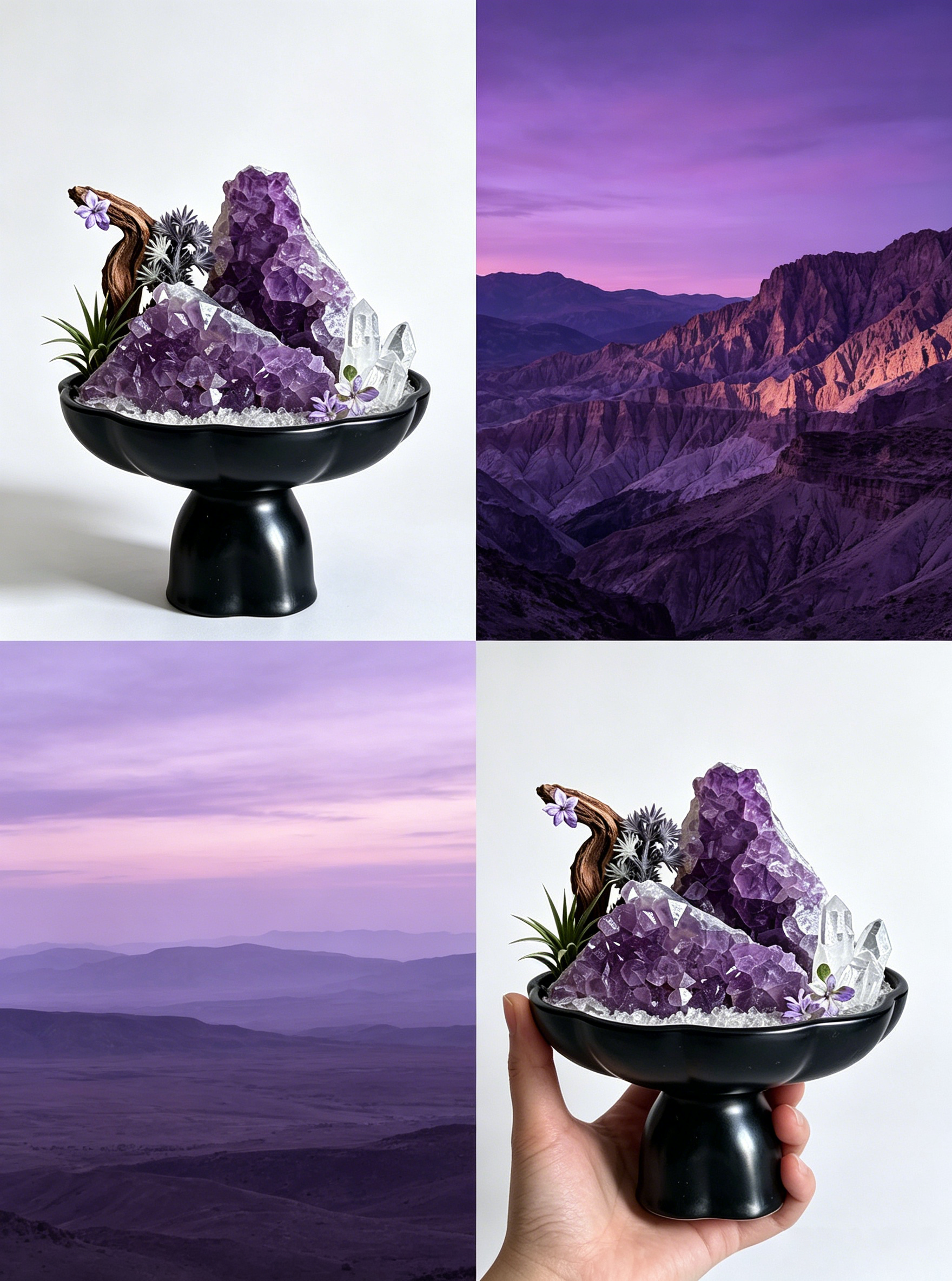 Twin Amethyst Peaks & Quartz Tranquility Aura