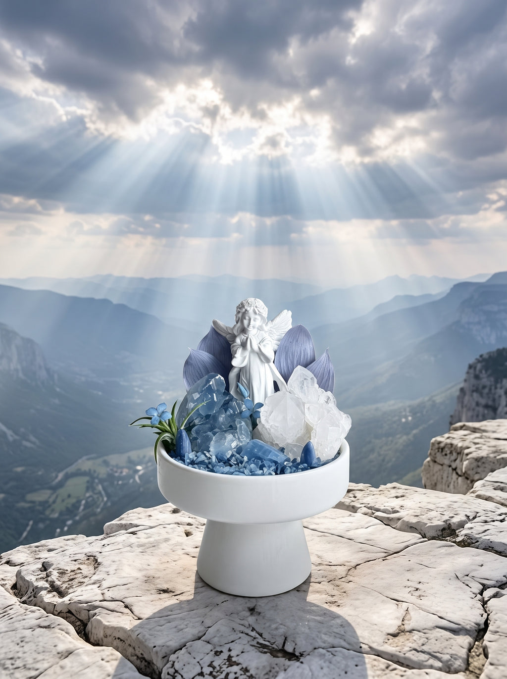 placed in a natural landscape, styled setting.
