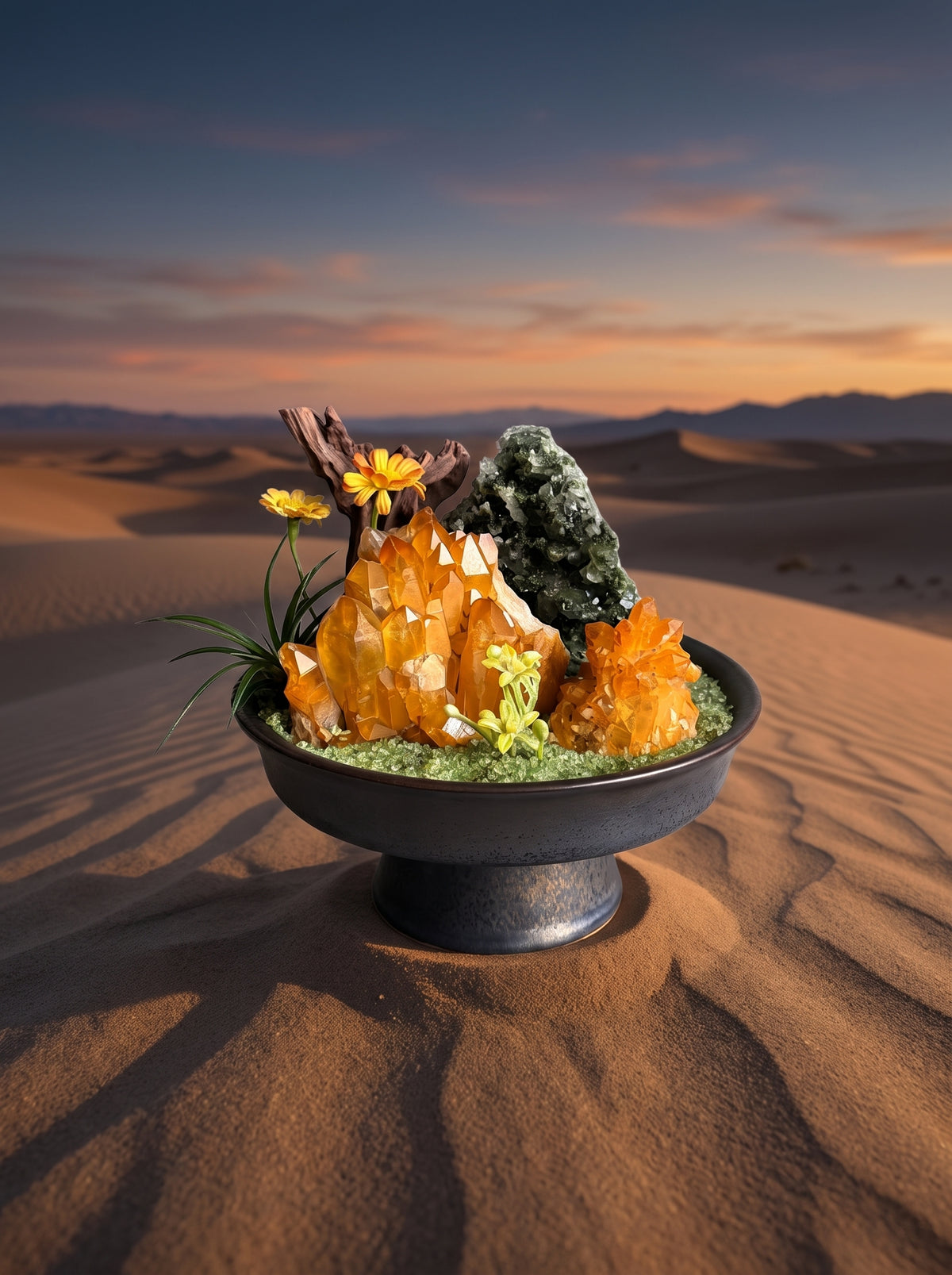 placed in a natural landscape, styled setting.
