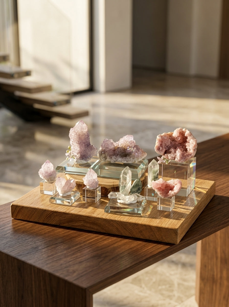 The Unspoken Chapter: The Monolith - High-Frequency Amethyst & Rose Geode Crystal Landscape