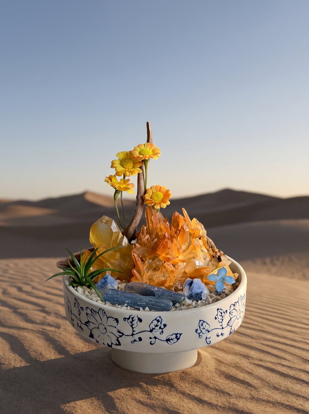 placed in a natural landscape, styled setting.
