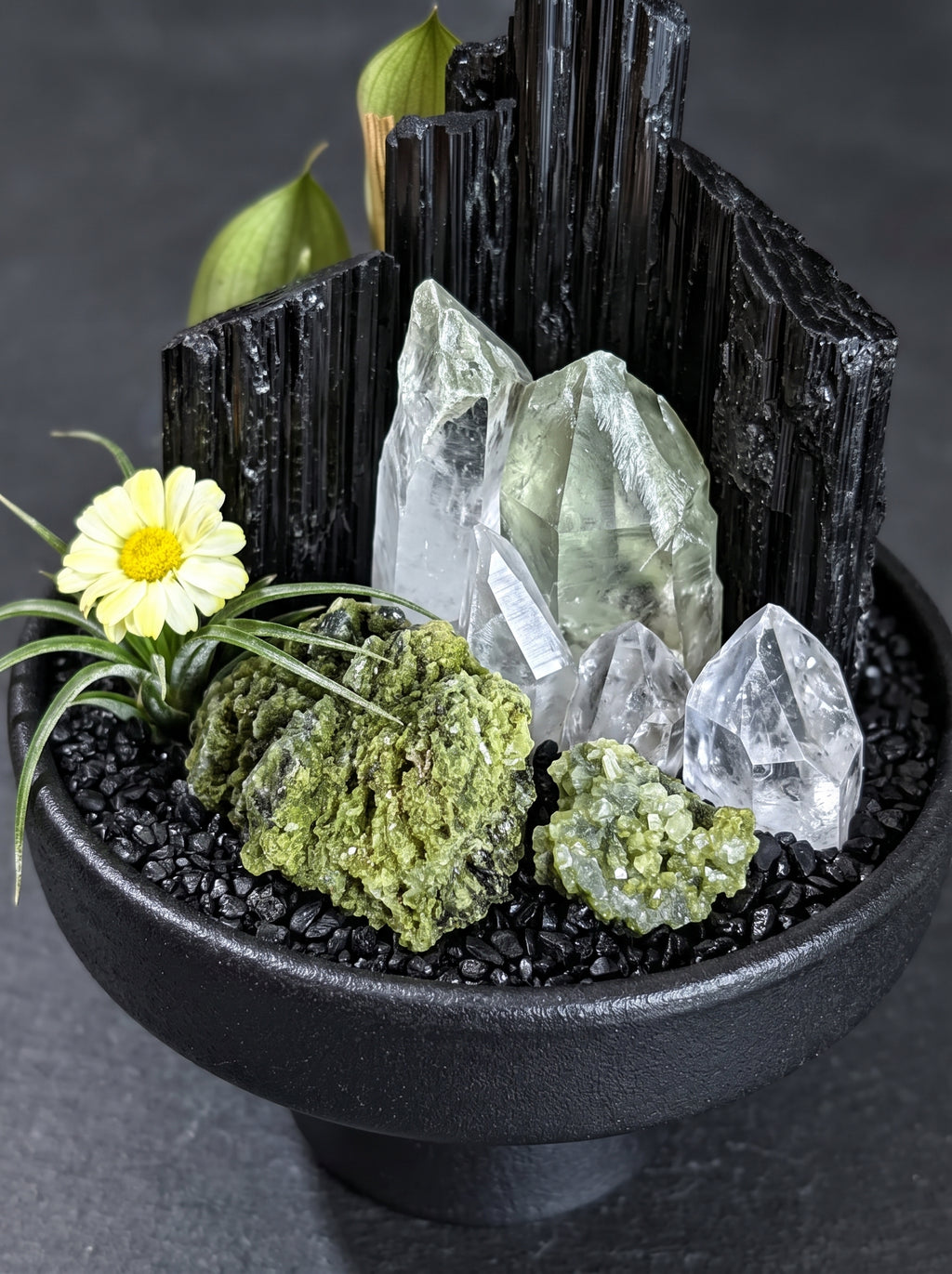 macro detail of the crystals, styled setting.