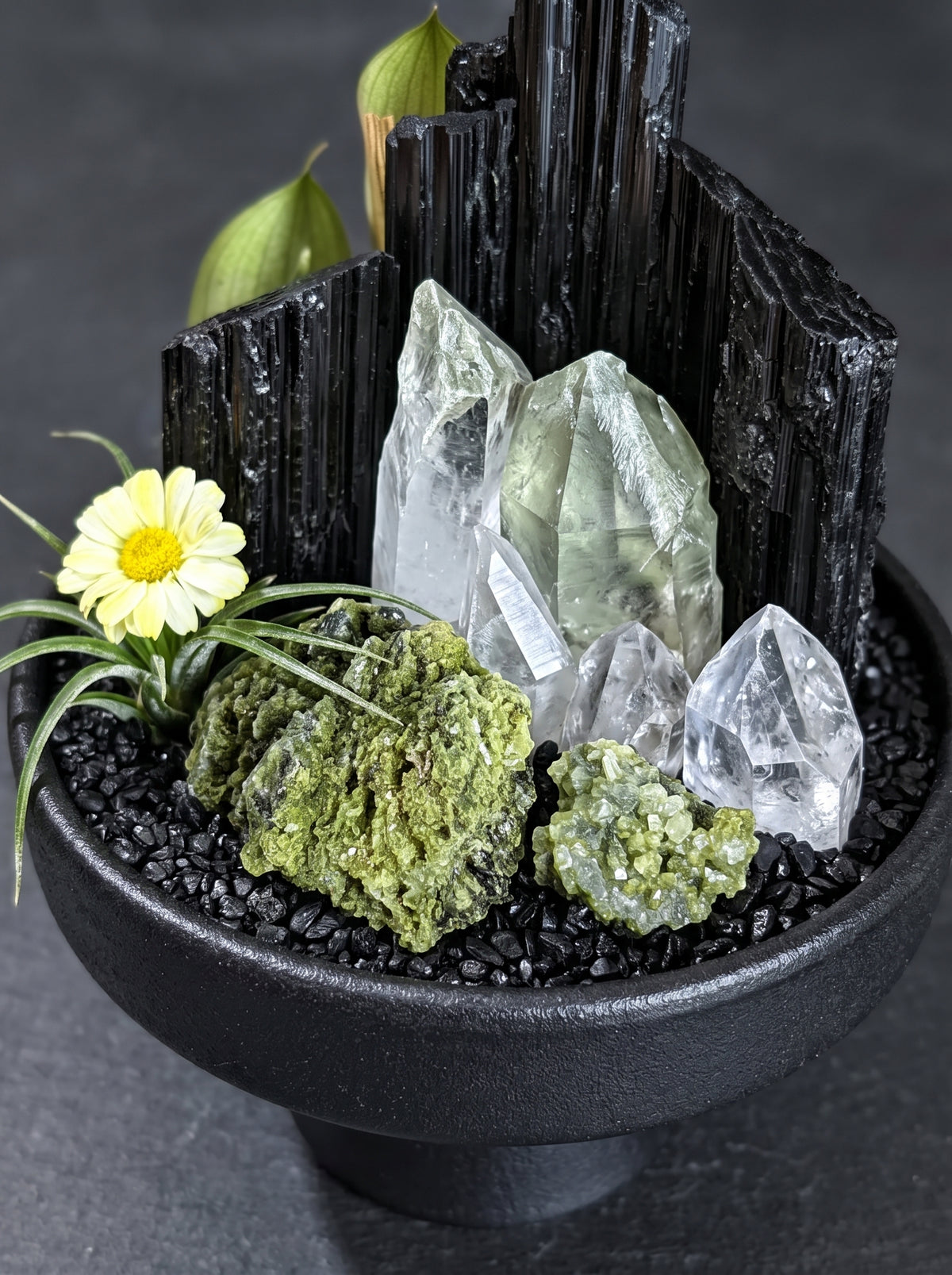macro detail of the crystals, styled setting.