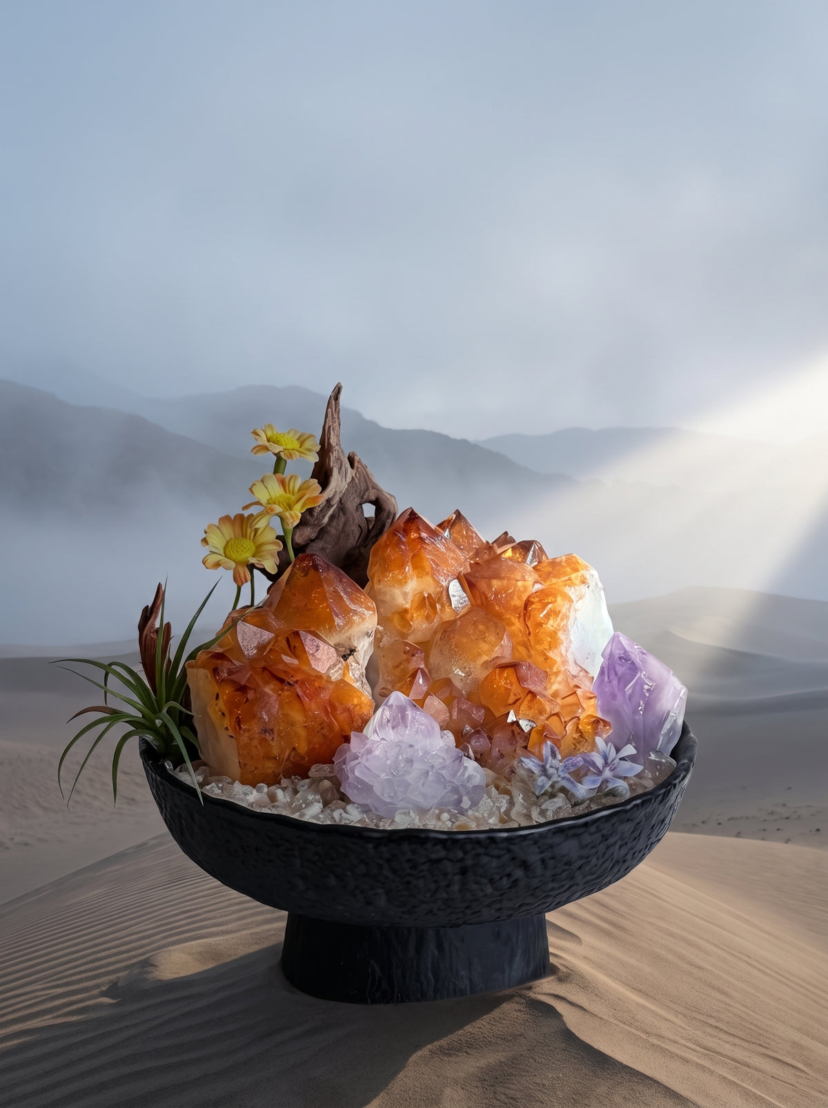 placed in a natural landscape, styled setting.
