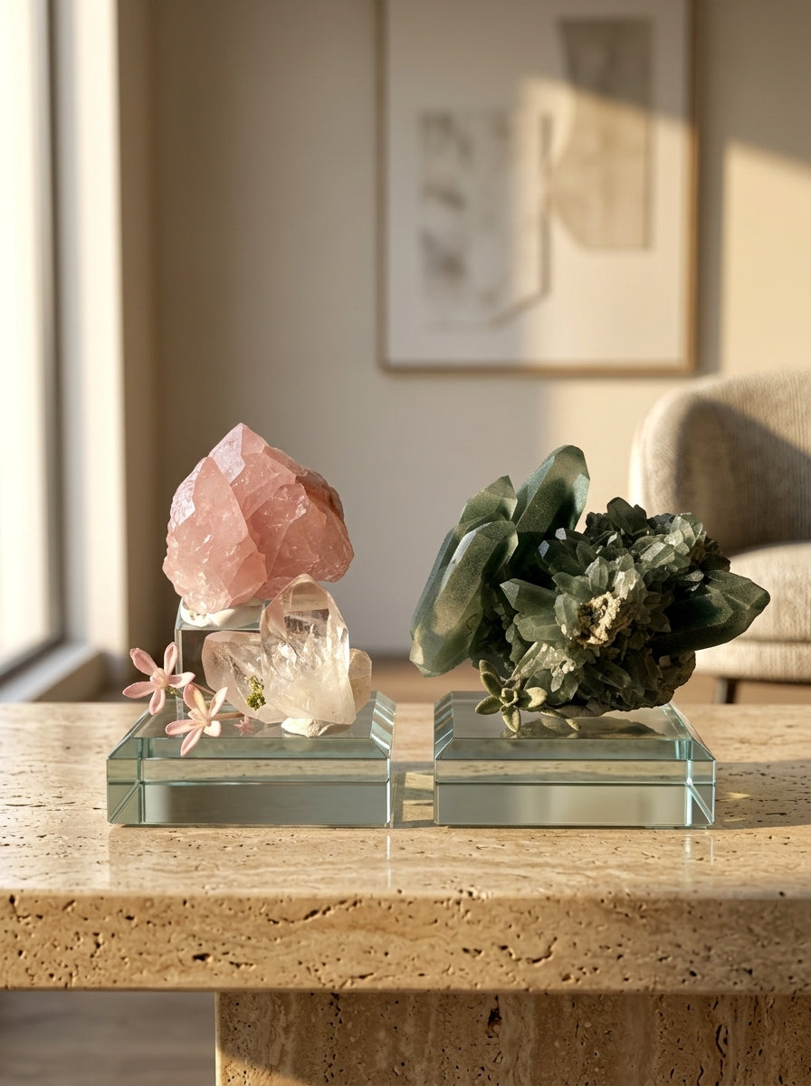 The Unspoken Chapter: The Horizon - Raw Quartz & Green Phantom Crystal Sculpture