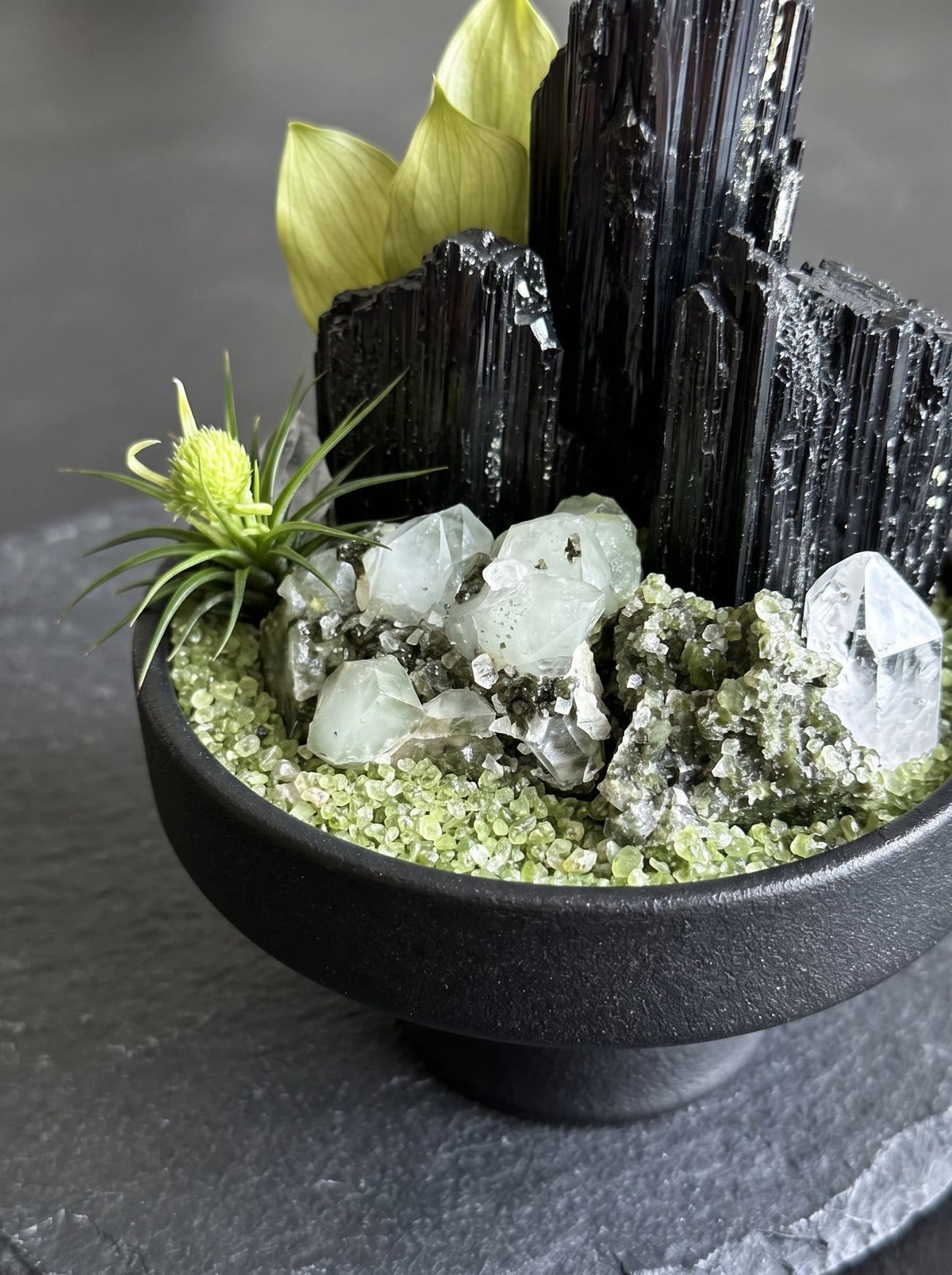  macro detail of the crystals, styled setting.