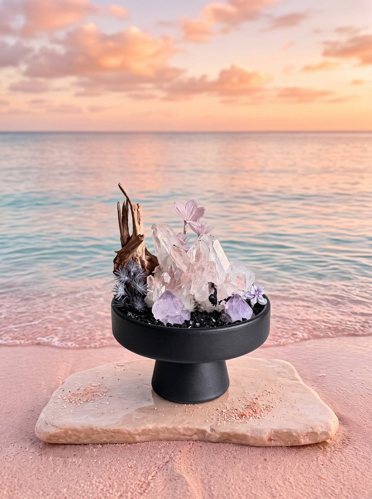 placed in a natural landscape, styled setting.
