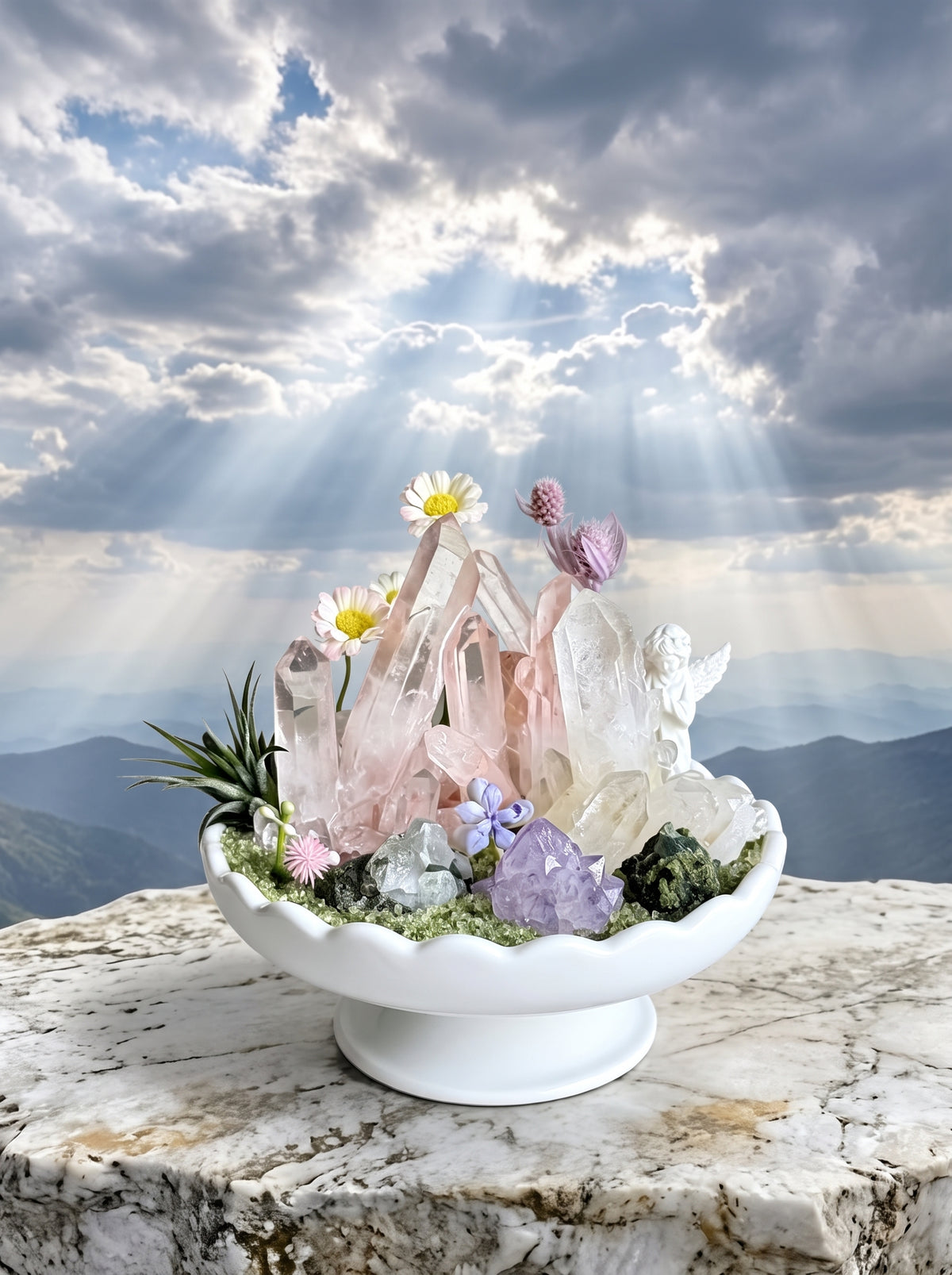 placed in a natural landscape, styled setting.