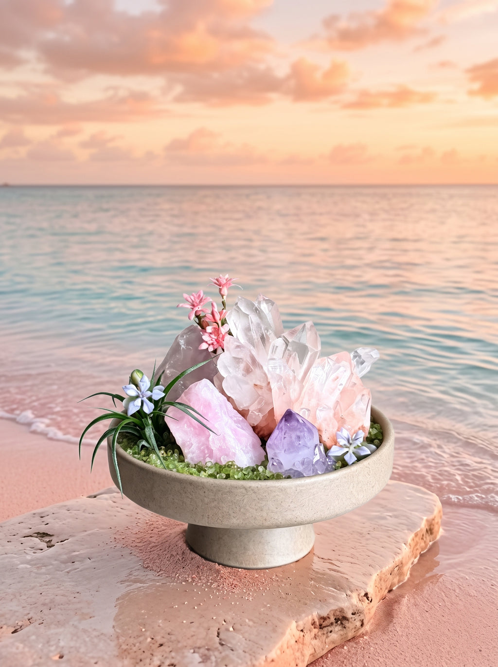 placed in a natural landscape, styled setting.
