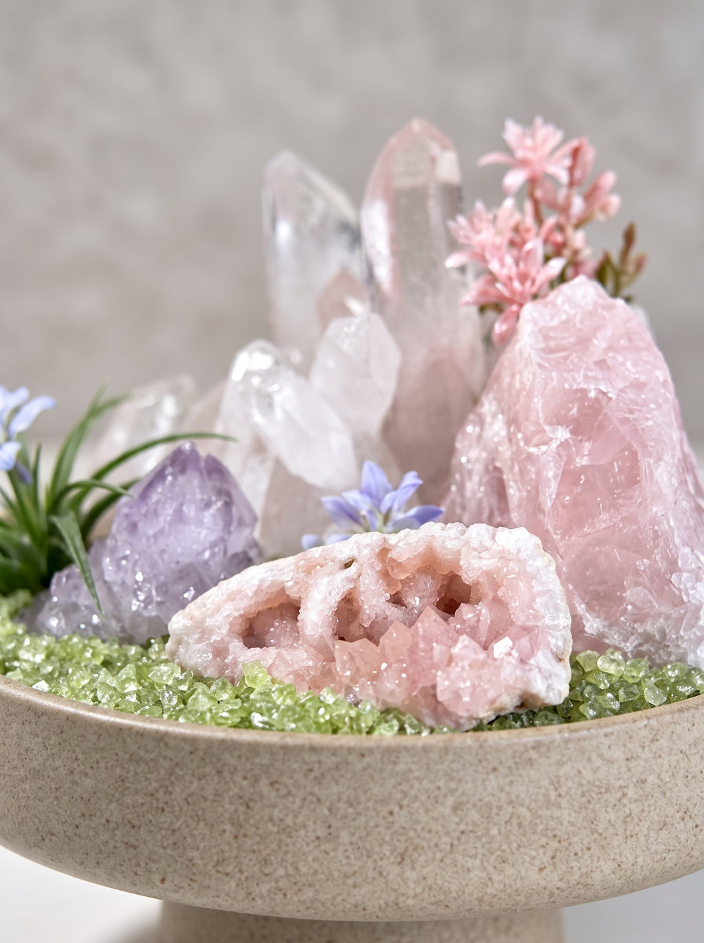 displayed on natural stone, styled setting.
