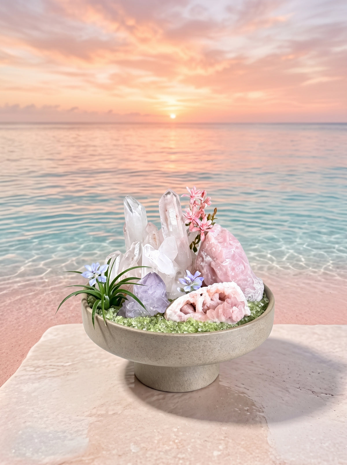 placed in a natural landscape, styled setting.
