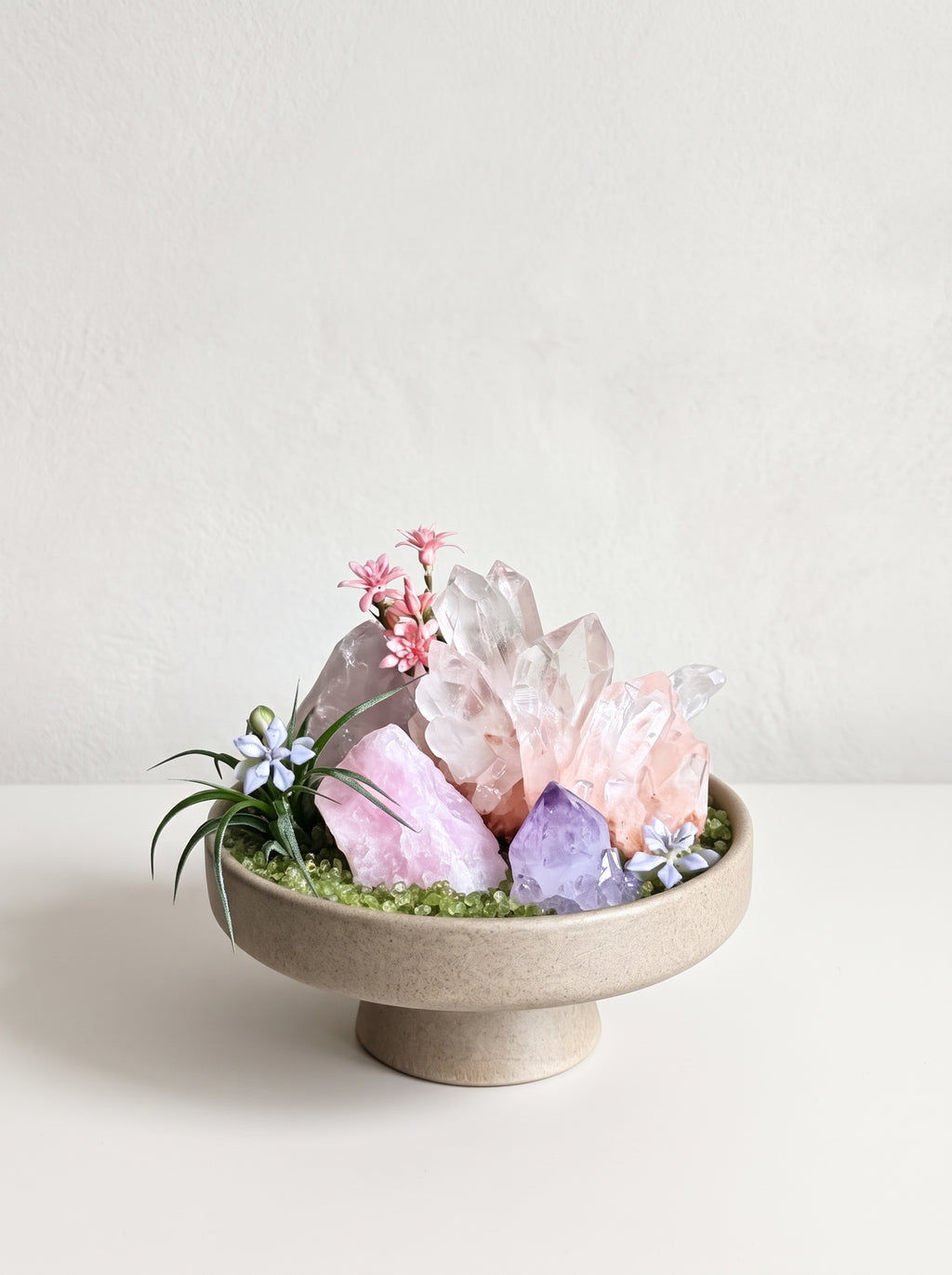 displayed on natural stone, styled setting.