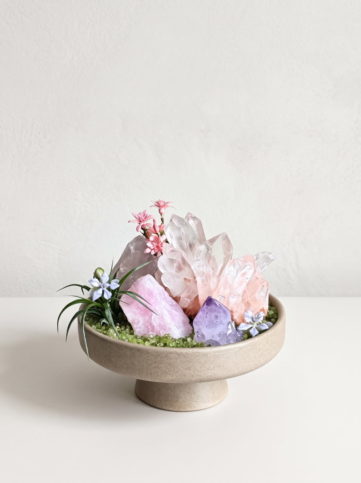 displayed on natural stone, styled setting.