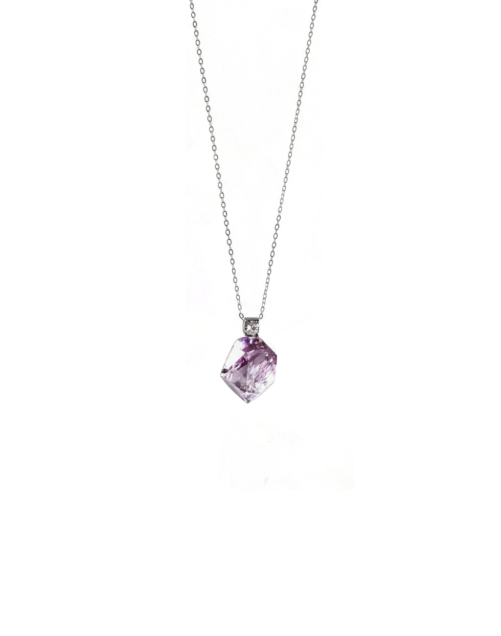 Geometric Amethyst Pendant Necklace