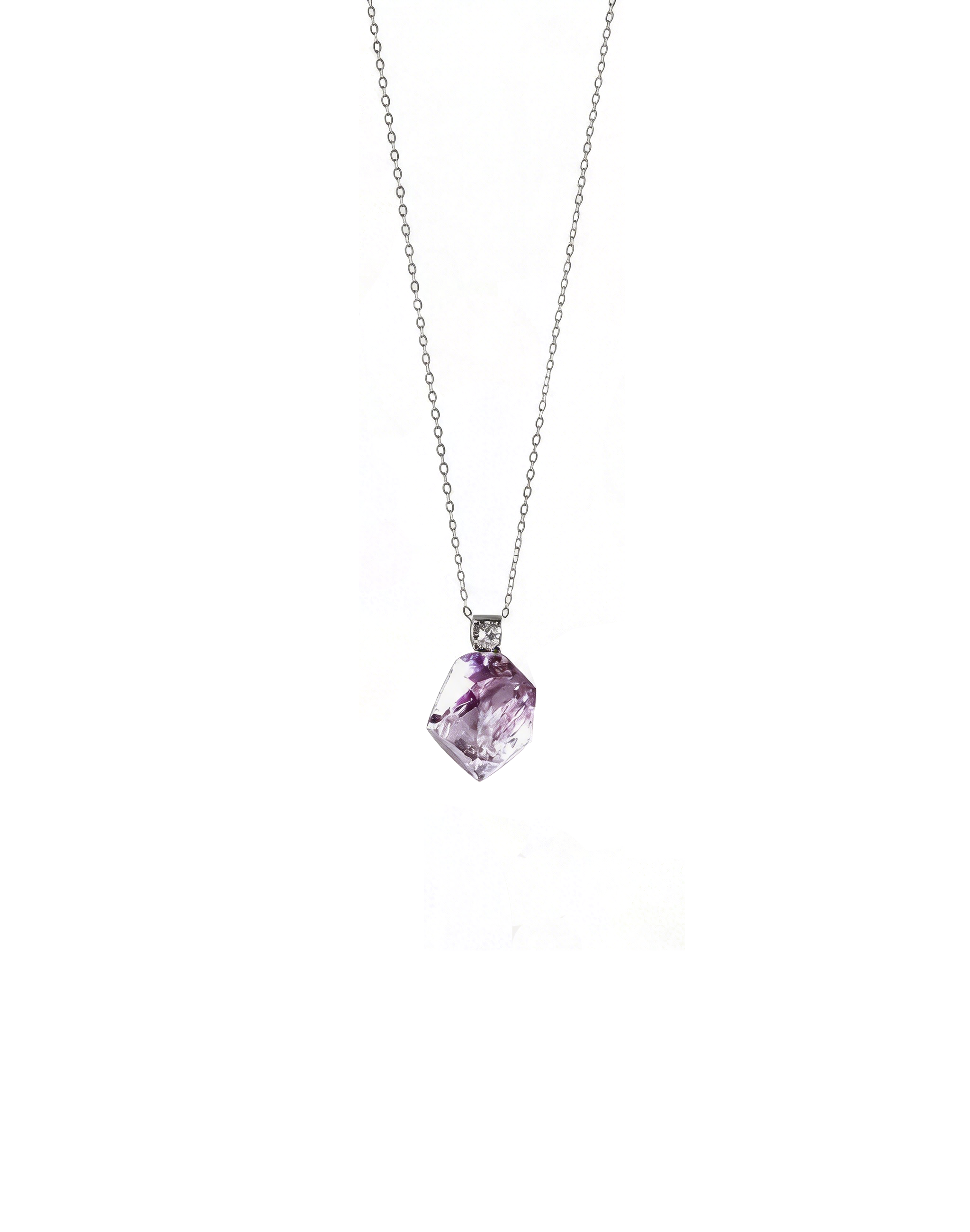 Geometric Amethyst Pendant Necklace