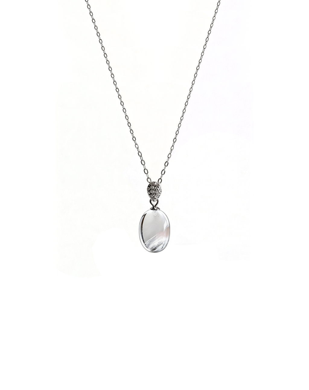 Pave Diamond Clear Quartz Necklace