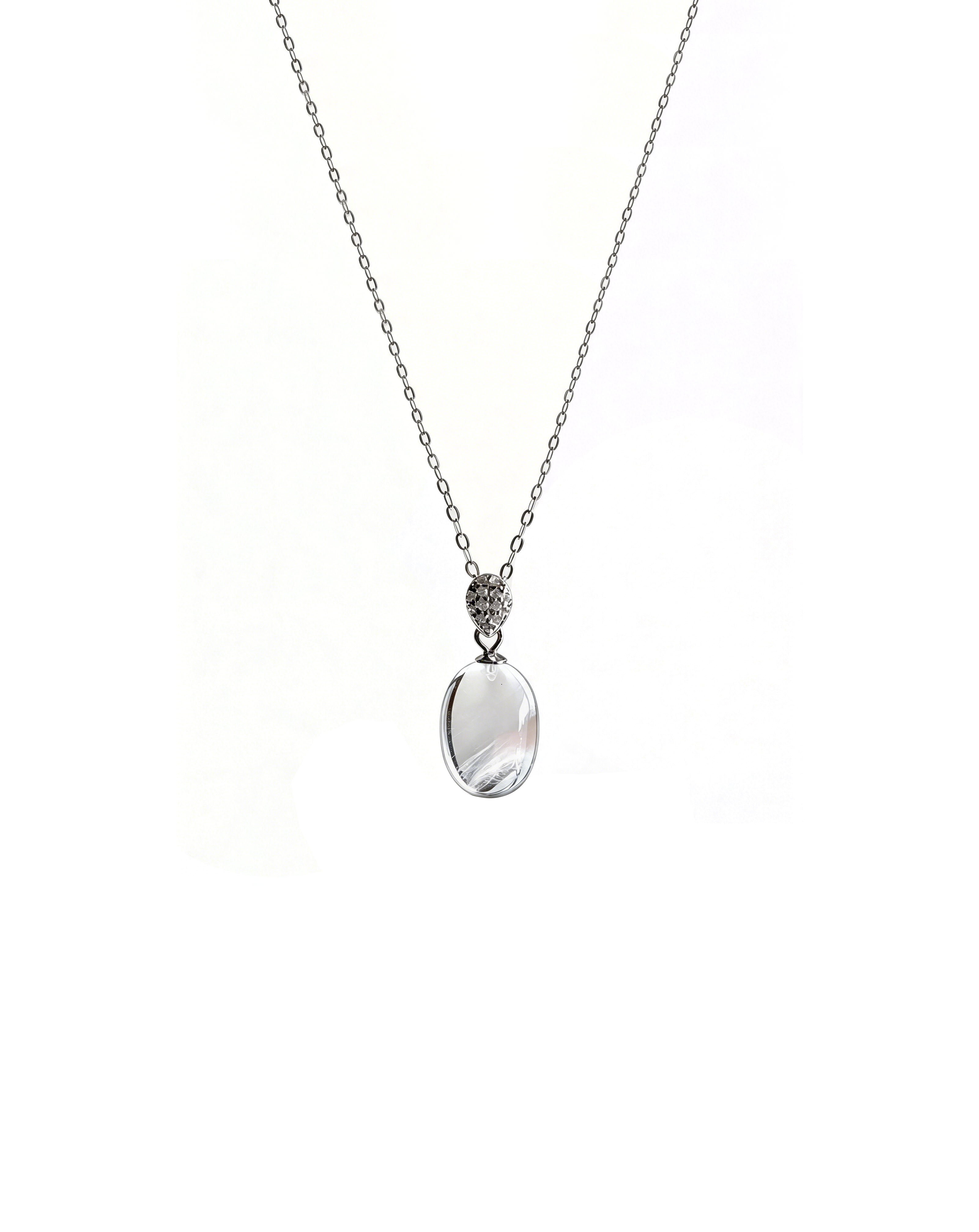 Pave Diamond Clear Quartz Necklace
