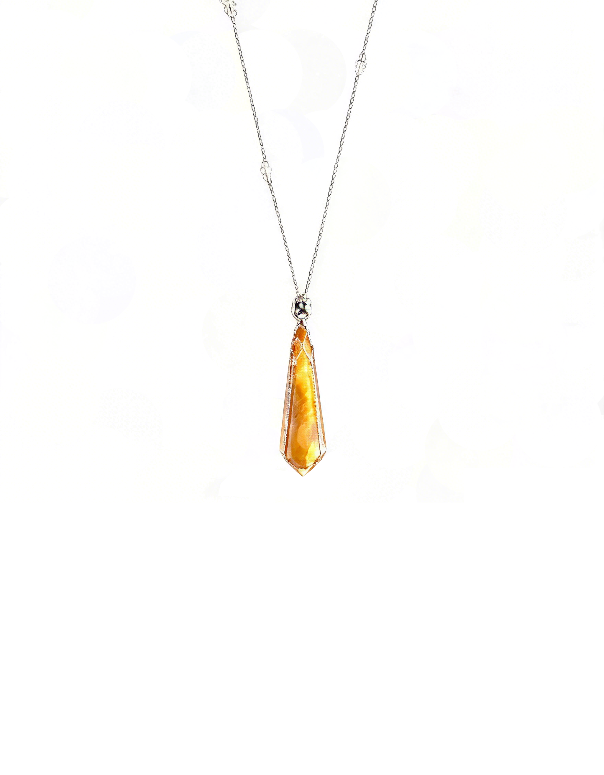 Citrine Teardrop Pendant Necklace