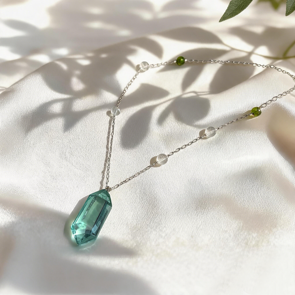 Beaded Green Fluorite Prism