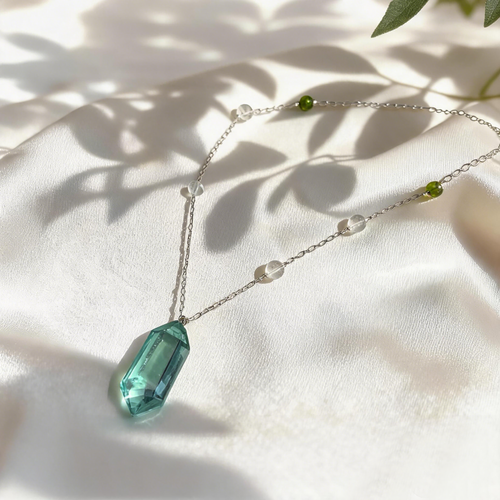 Beaded Green Fluorite Prism