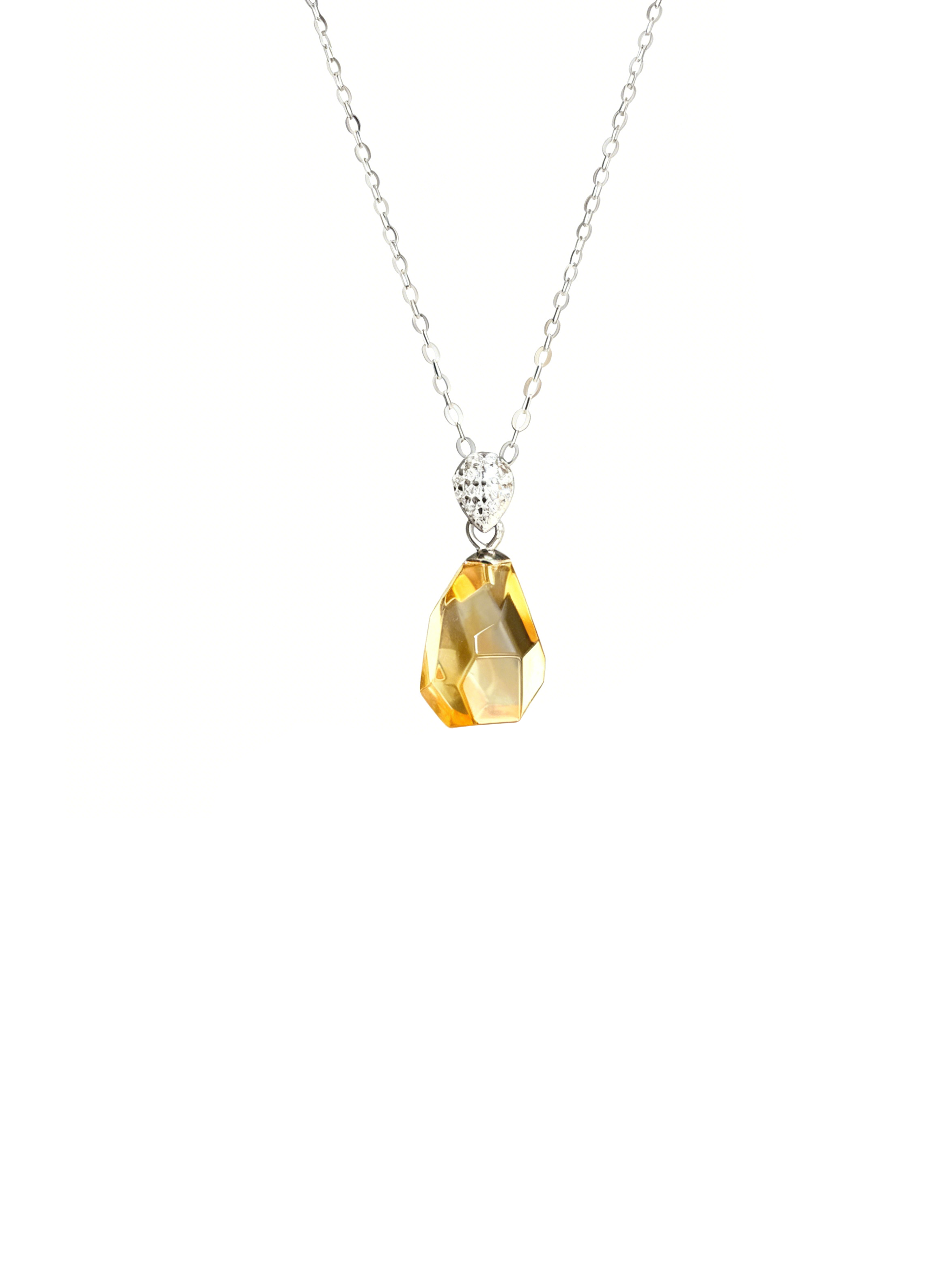 Pave Faceted Citrine Pendant