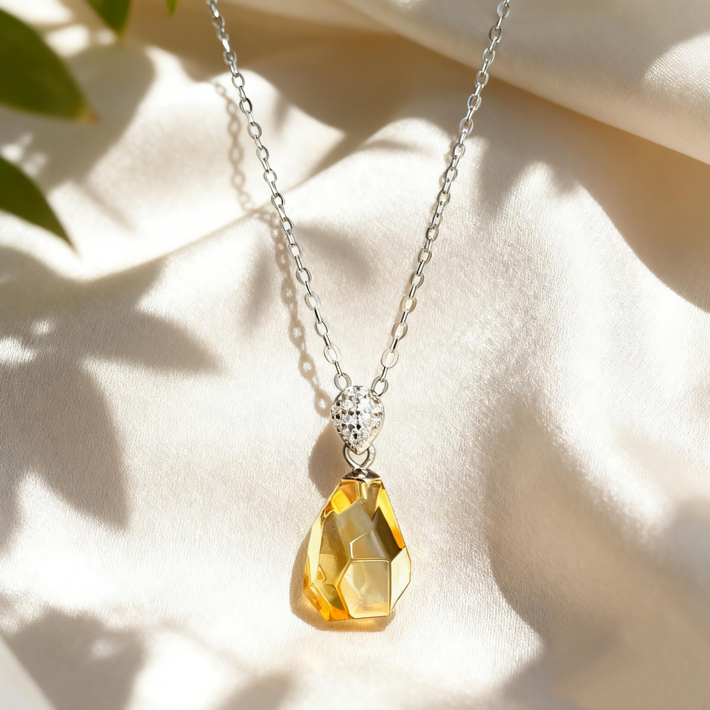 Pave Faceted Citrine Pendant